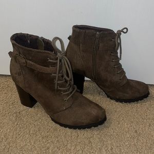 Pair of short velvet heeled boots from Style & Co